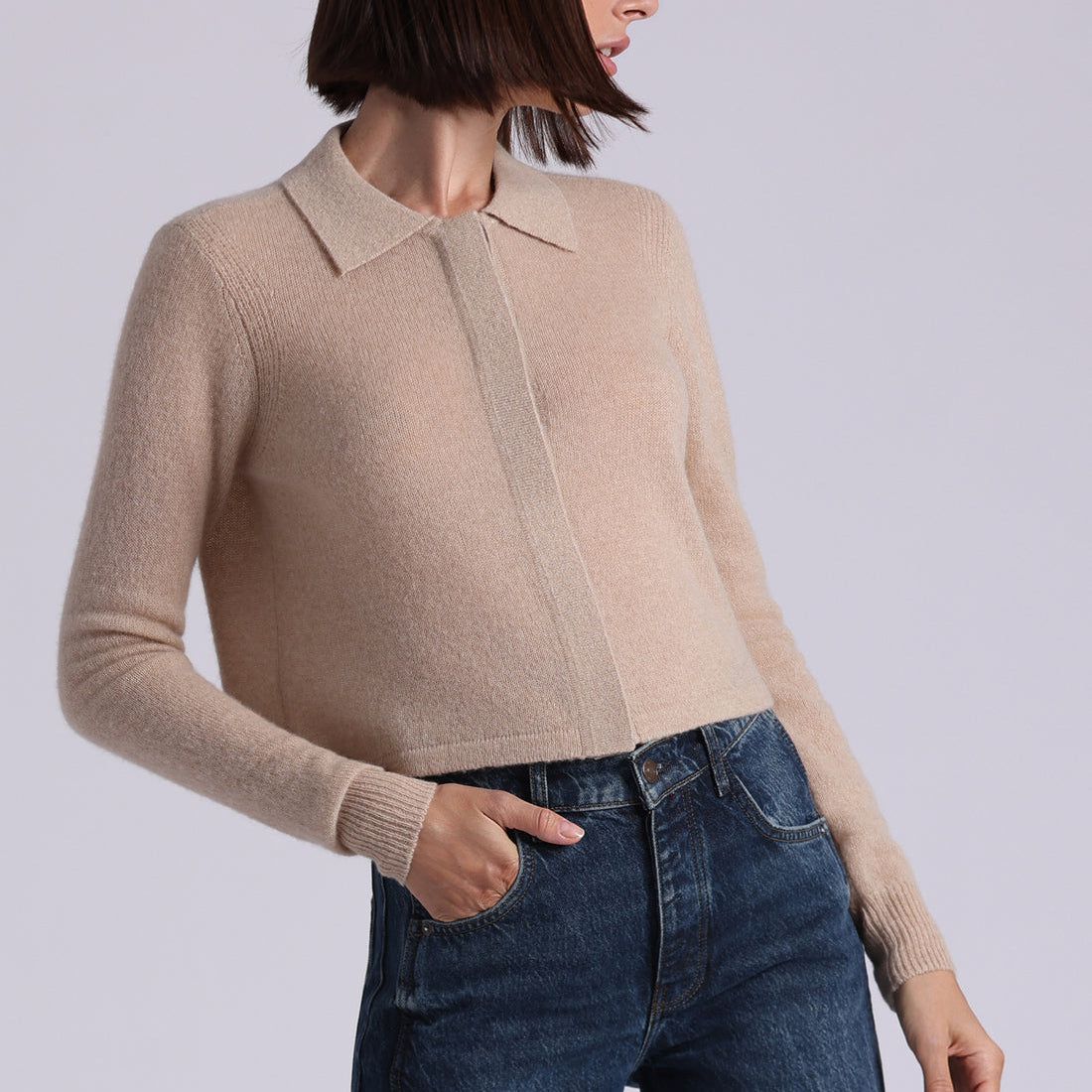 Cashmere Collared Cardigan Brown Sugar