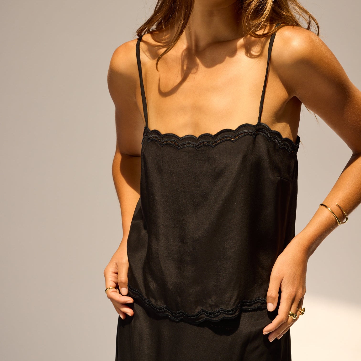 Fern Cami Black Silk