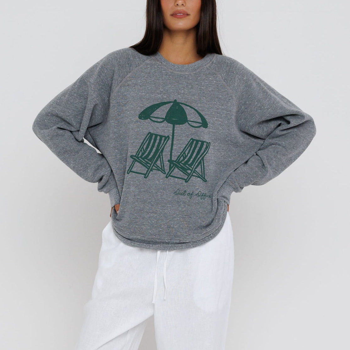 Out Of Office Raglan Sweatshirt Heather Grey