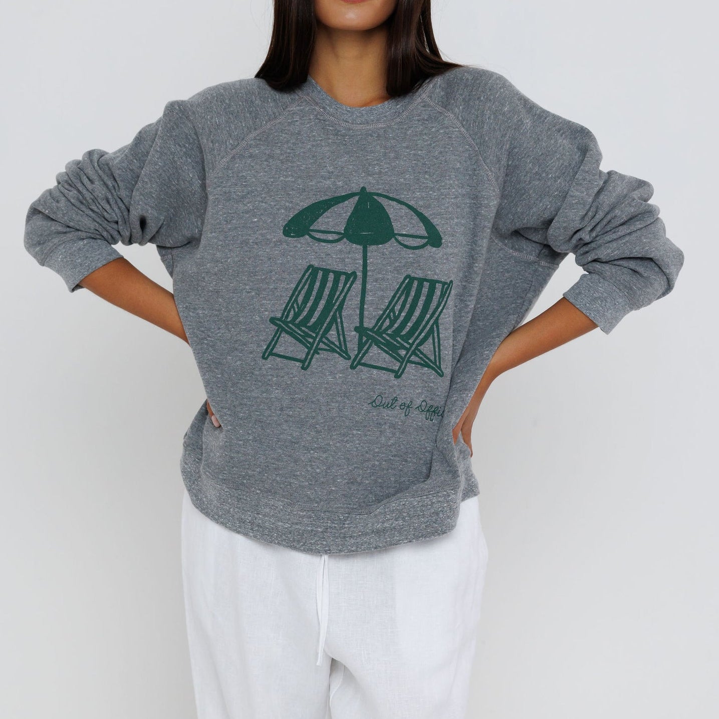Out Of Office Raglan Sweatshirt Heather Grey