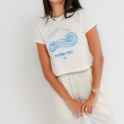 Positano Italy Tiny Tee Off White