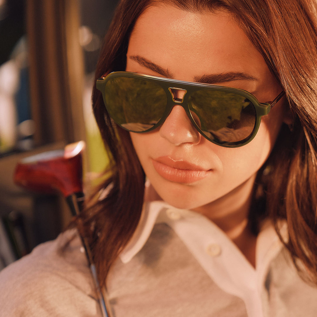 Tosca III Fairway Green Light Gold Flash Sunglasses