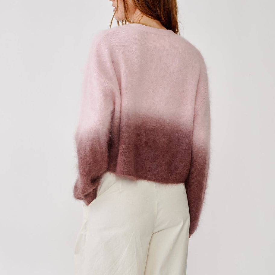 Jolie F V-neck Crop Ombre Crew Soft Pink 2