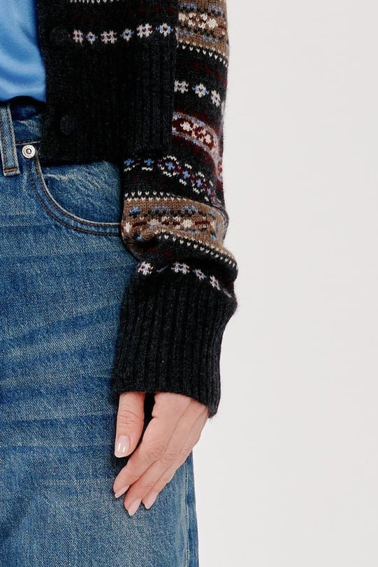 Aline Shrunken Cardigan Asphalt Heather