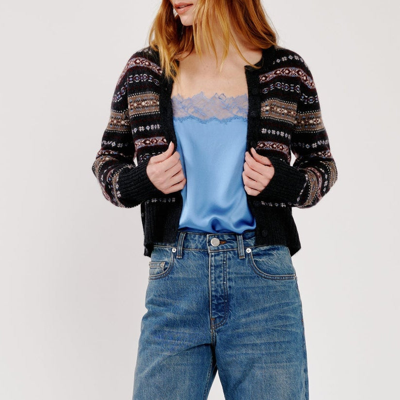 Aline Shrunken Cardigan Asphalt Heather