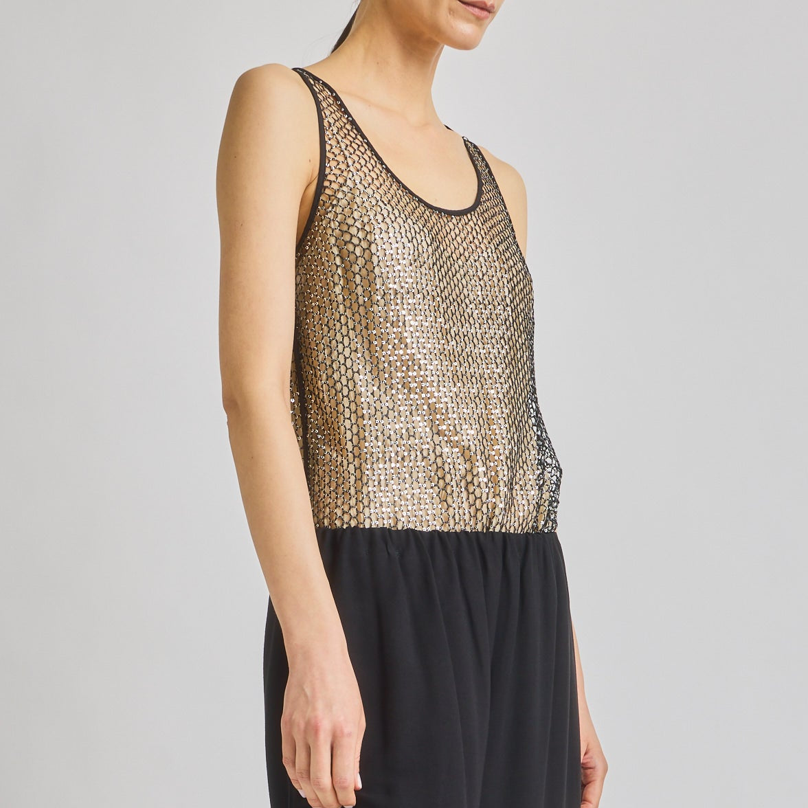 Menton Mesh Sequin Top Black