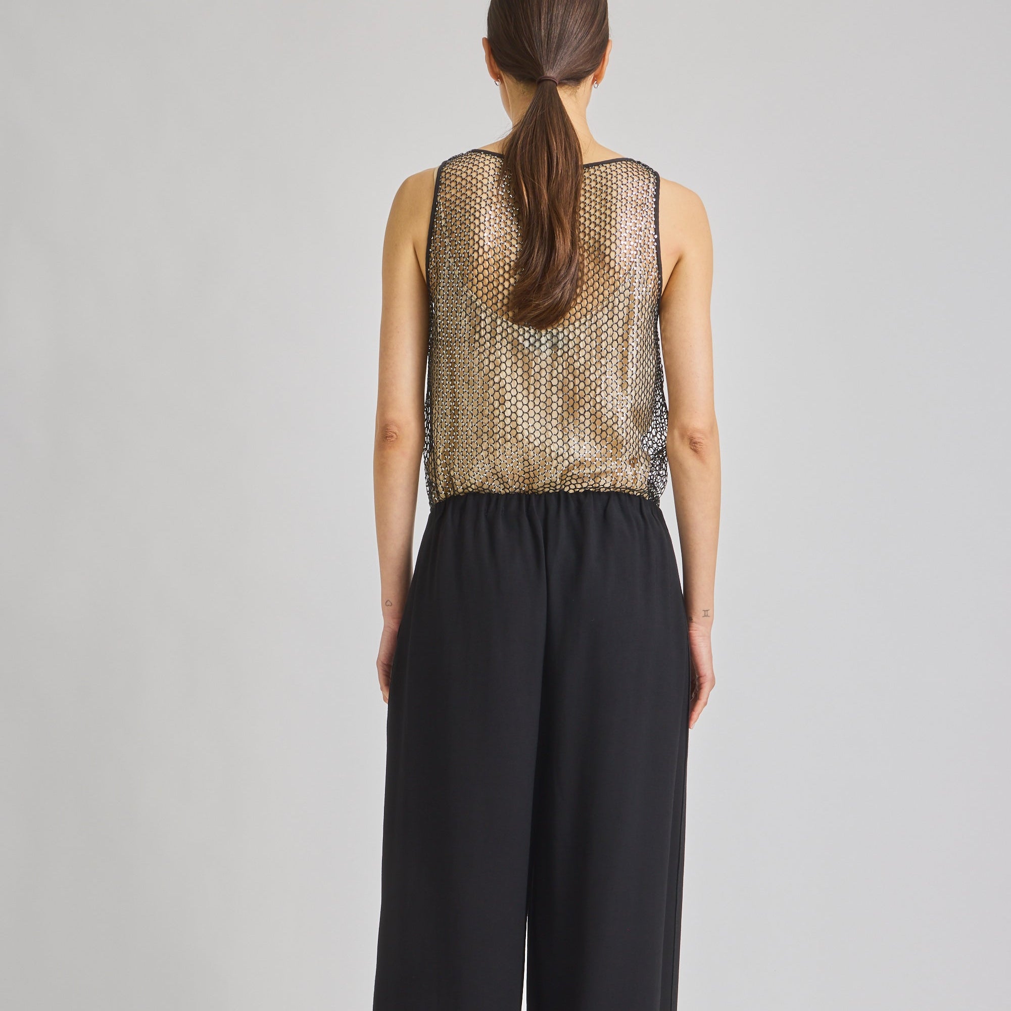 Menton Mesh Sequin Top Black