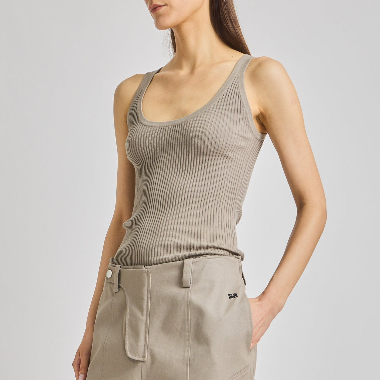Ines Ribbed Tank Cobblestone