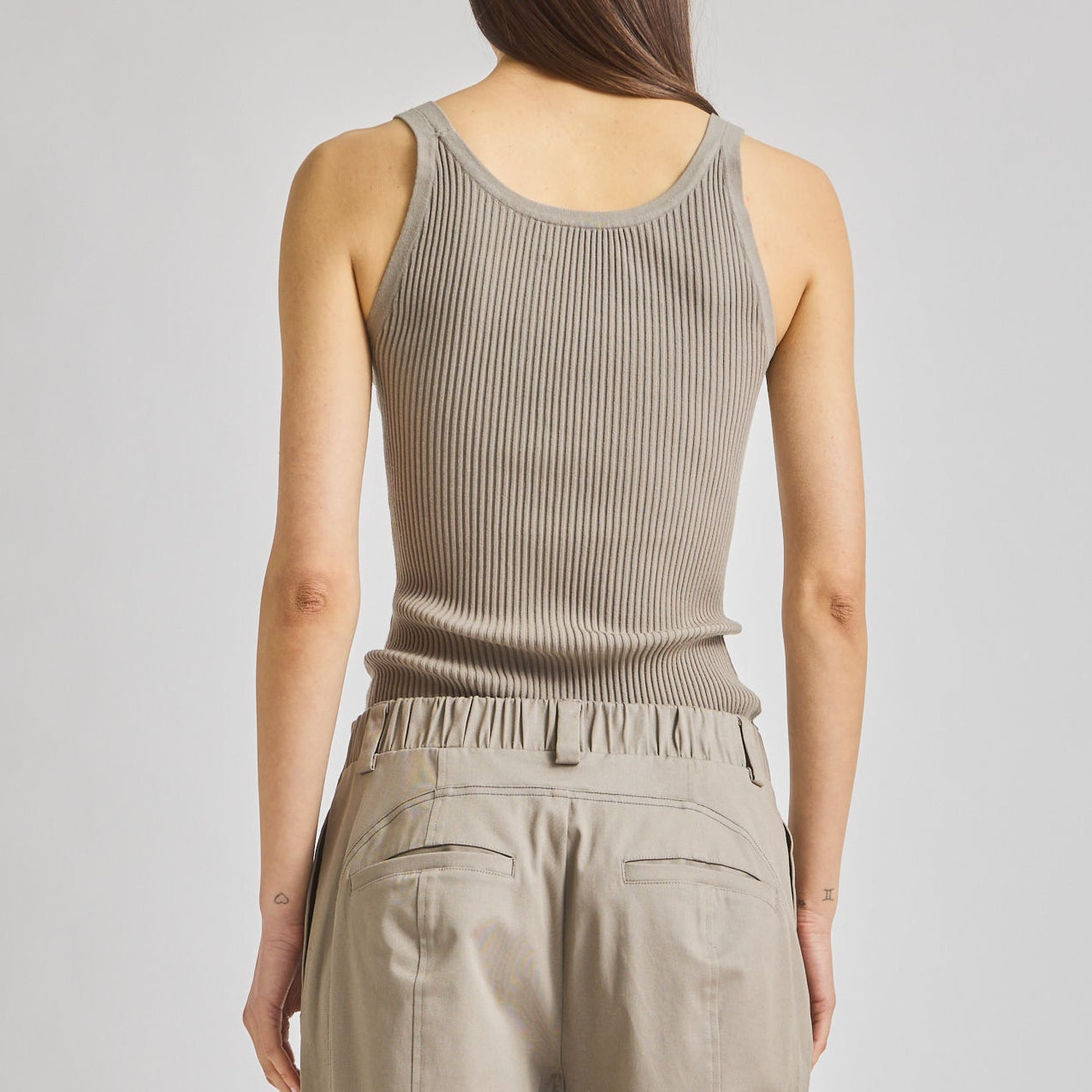Ines Ribbed Tank Cobblestone
