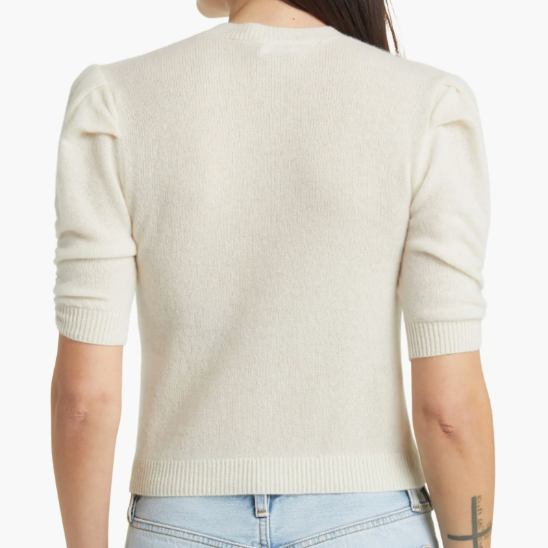Ruched Sleeve Cashmere Sweater