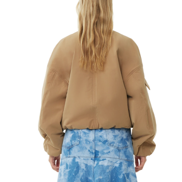 Light Twill Oversized Short Bomber