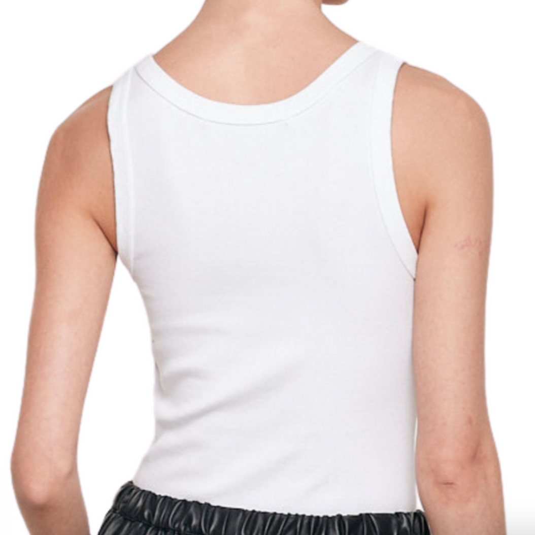 Supima Rib Scoop Tank White