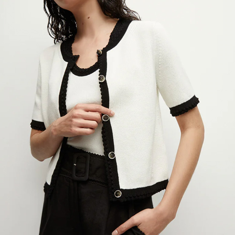 Neroli Cardigan Ivory/Black