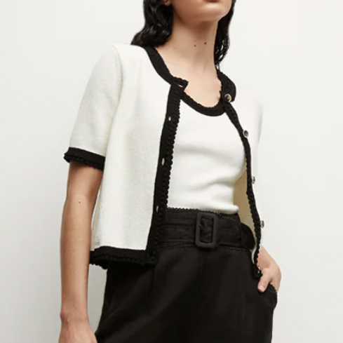 Neroli Cardigan Ivory/Black