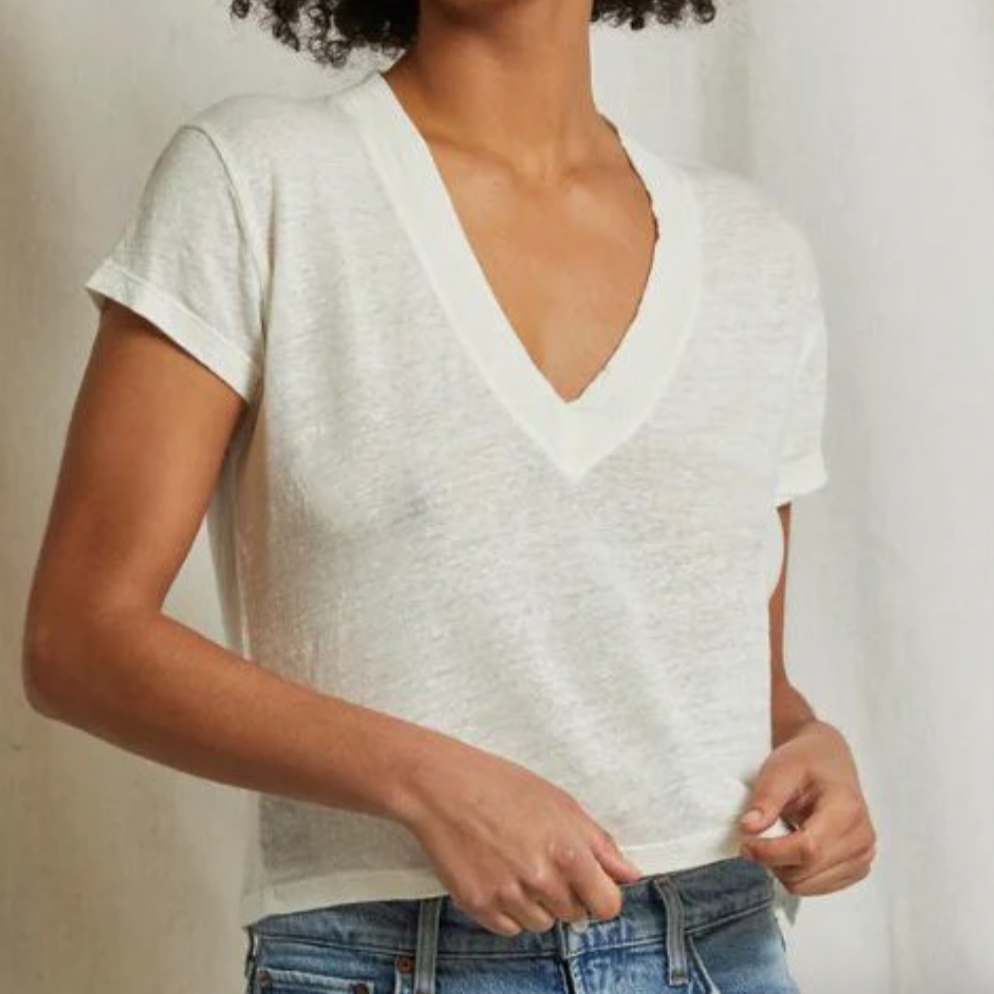 Rosie Linen Jersey V-Neck Natural