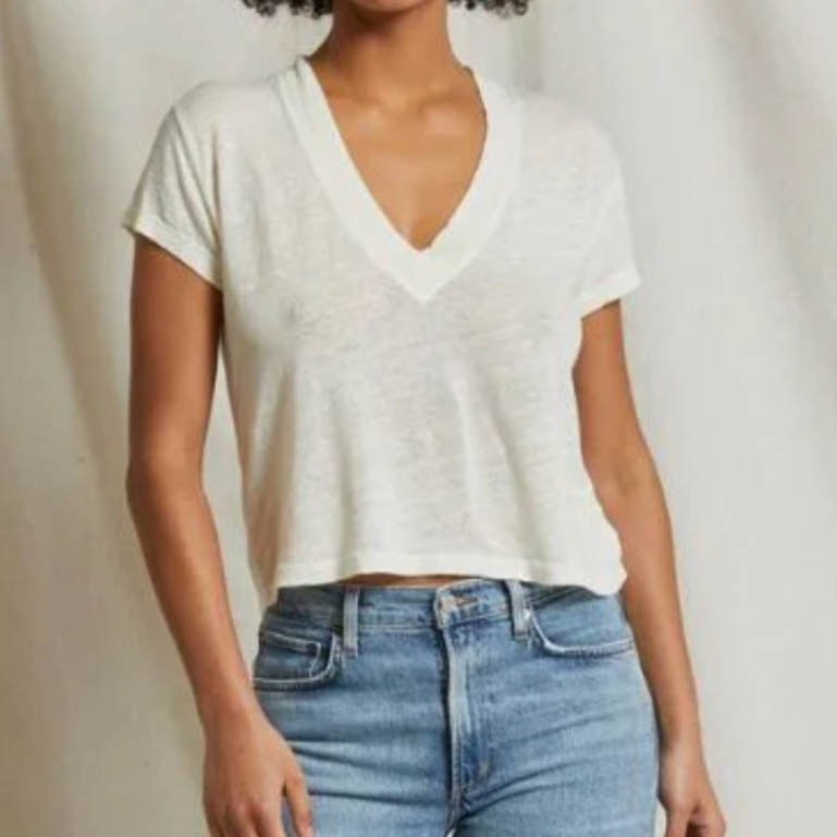 Rosie Linen Jersey V-Neck Natural