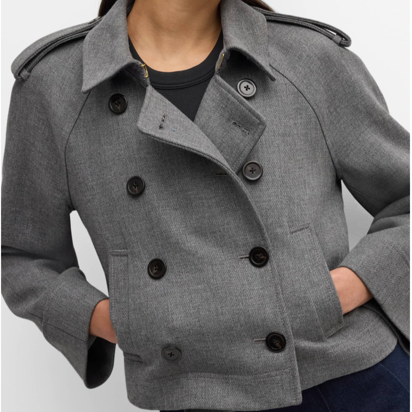 Cropped Conneley Trench Heather Grey