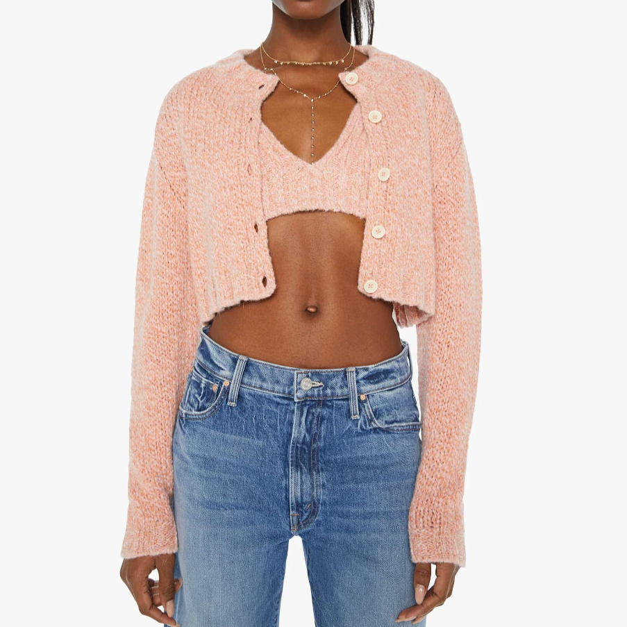 The Crop Cardigan Peach Fuzz