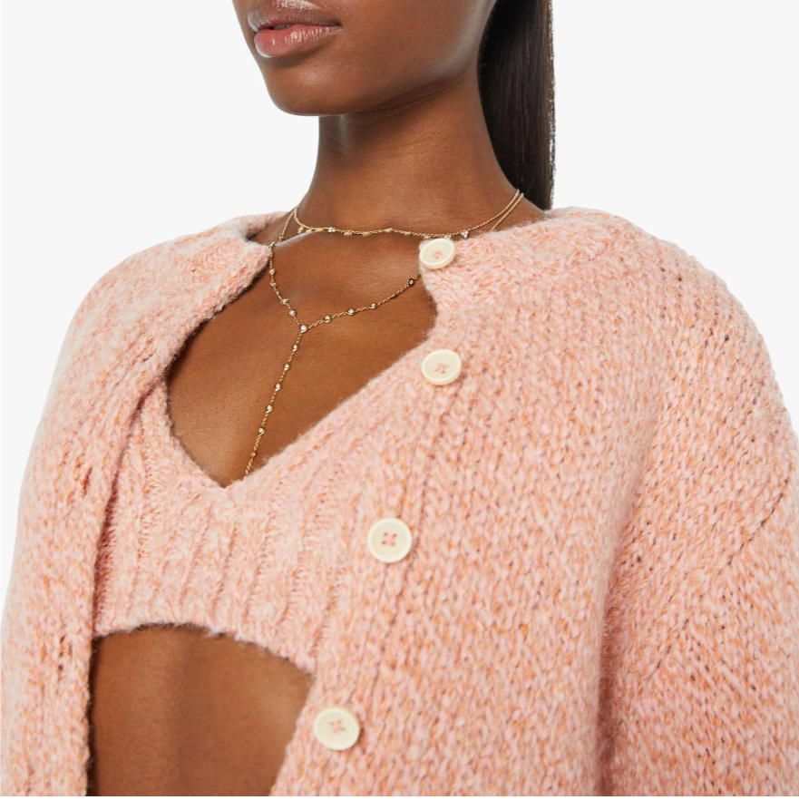 The Crop Cardigan Peach Fuzz