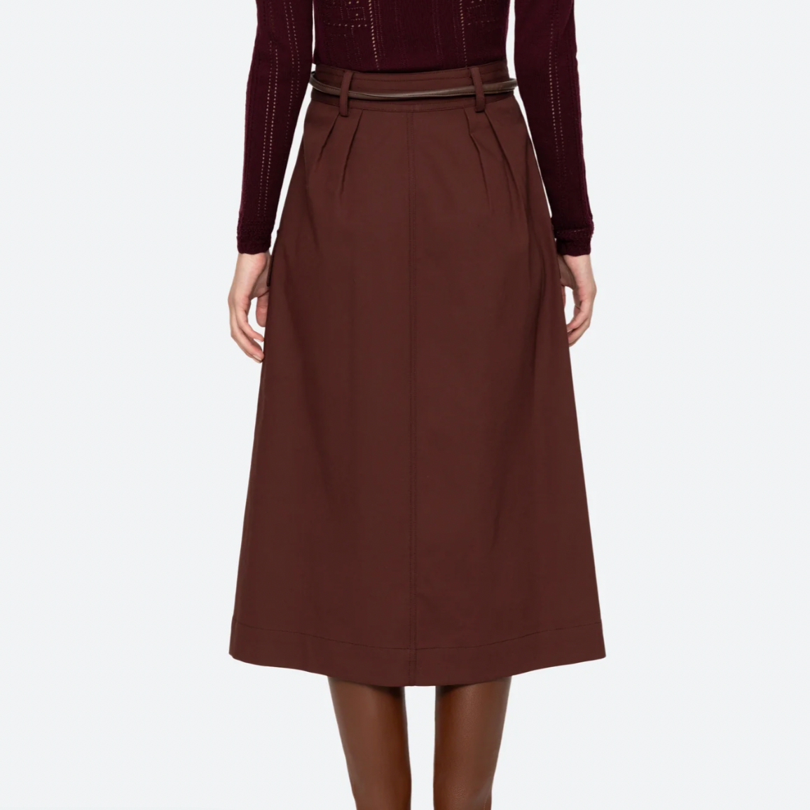 Kerith Sportswear Belted Skirt Burgundy