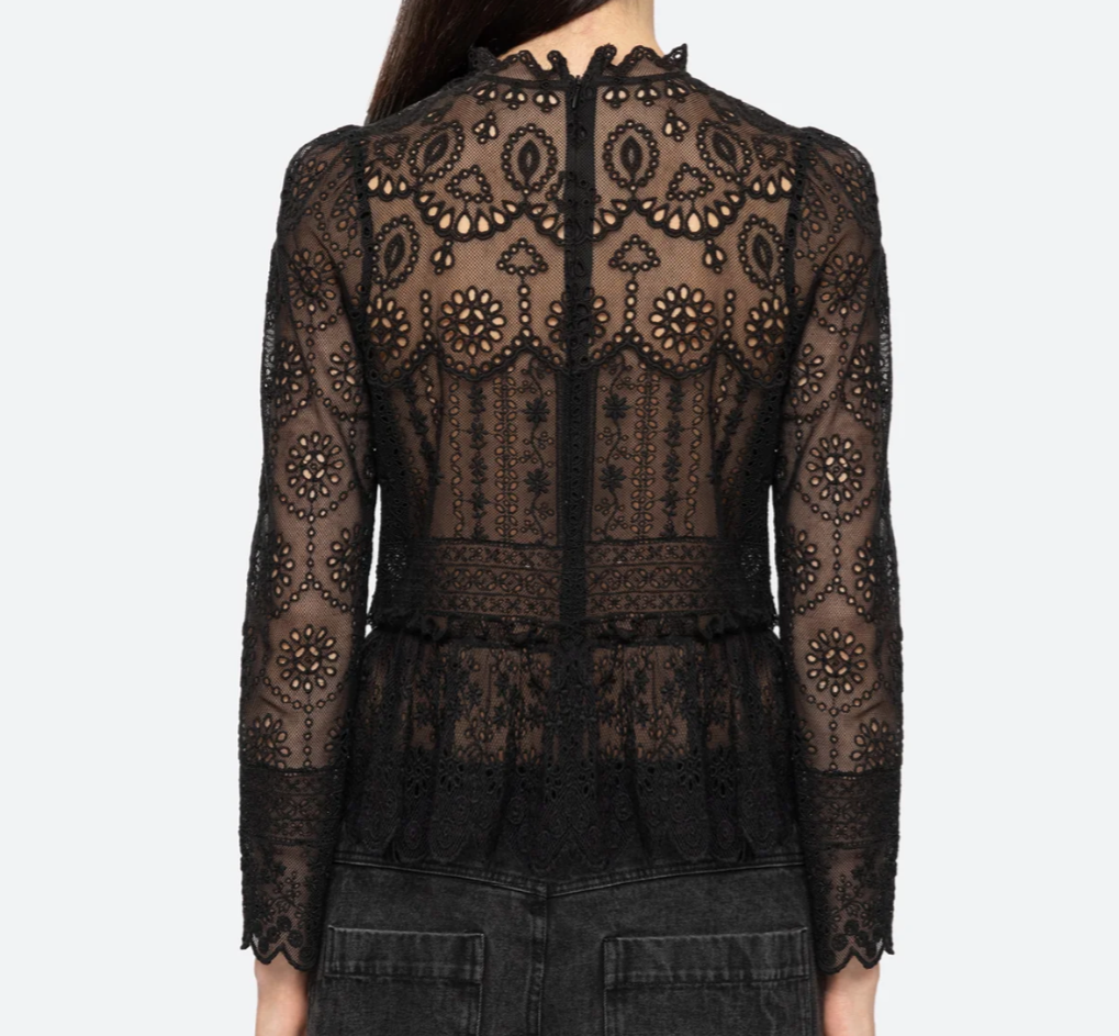 Lainey Embroidery L/Slv Top Black