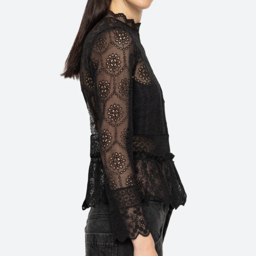 Lainey Embroidery L/Slv Top Black