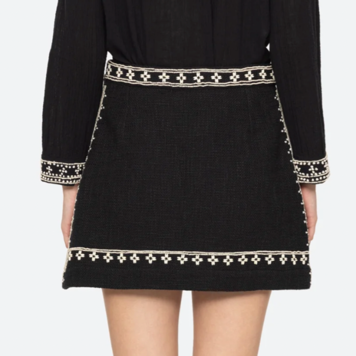 Mille Embroidery Mini Skirt Black