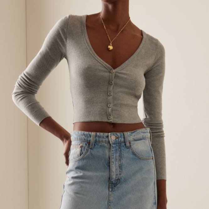 Cropped Cardigan Heather Grey