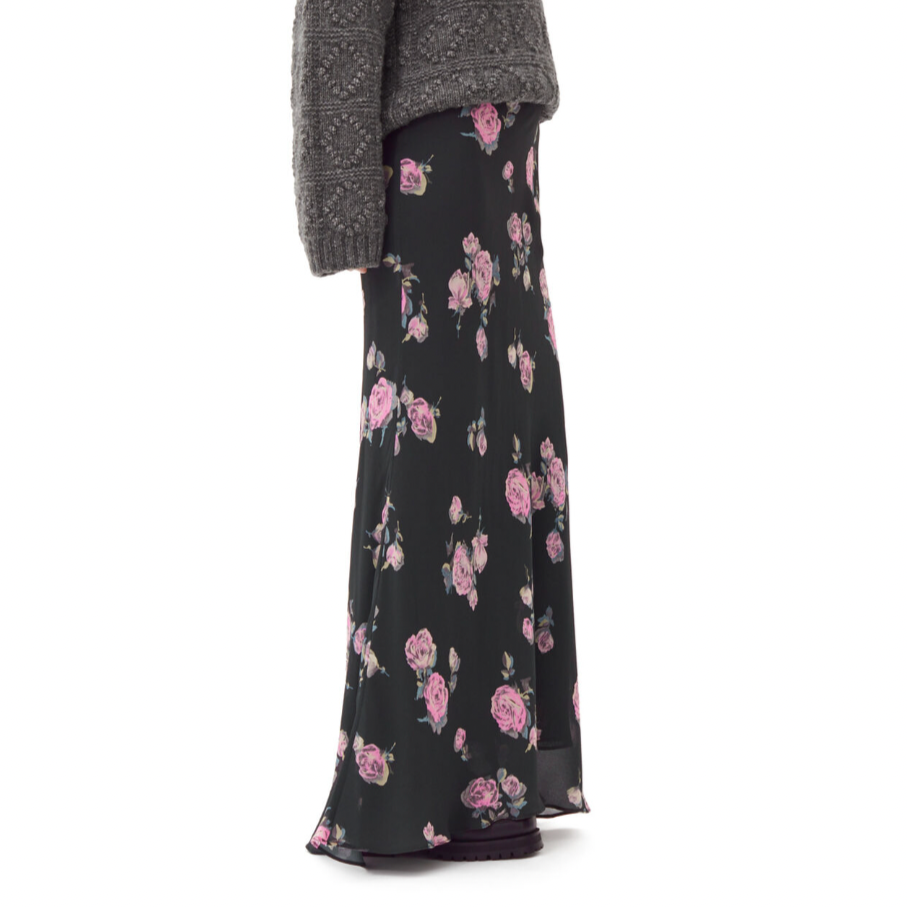 Fluid Crepe Maxi Skirt Climbing Ivy