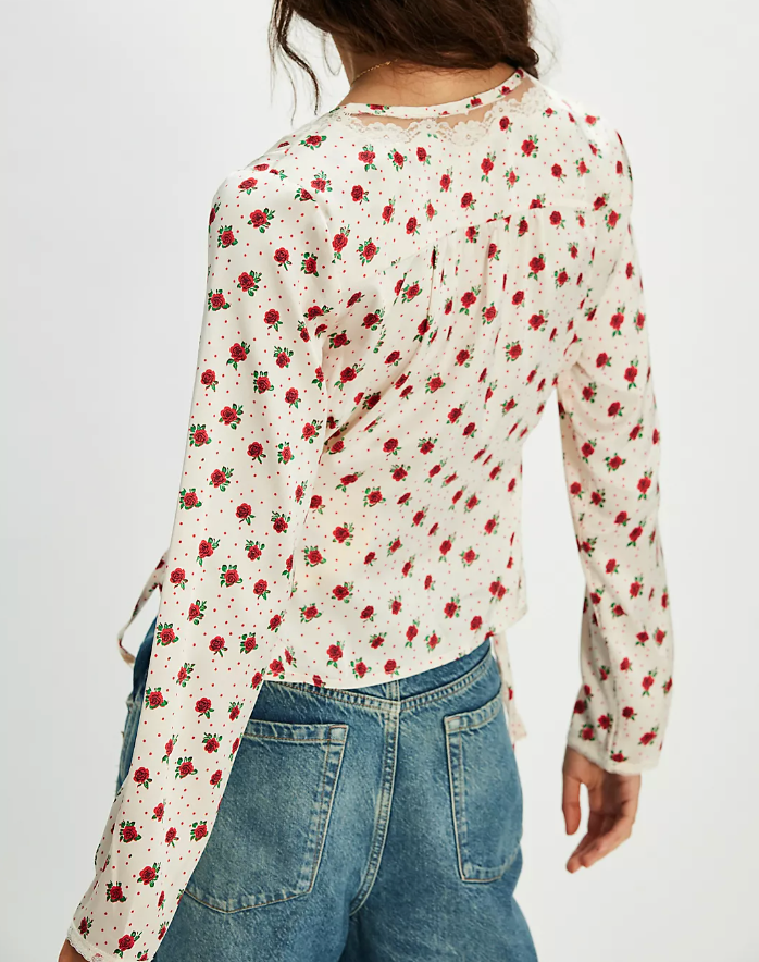 Field Of Roses Top Ivory