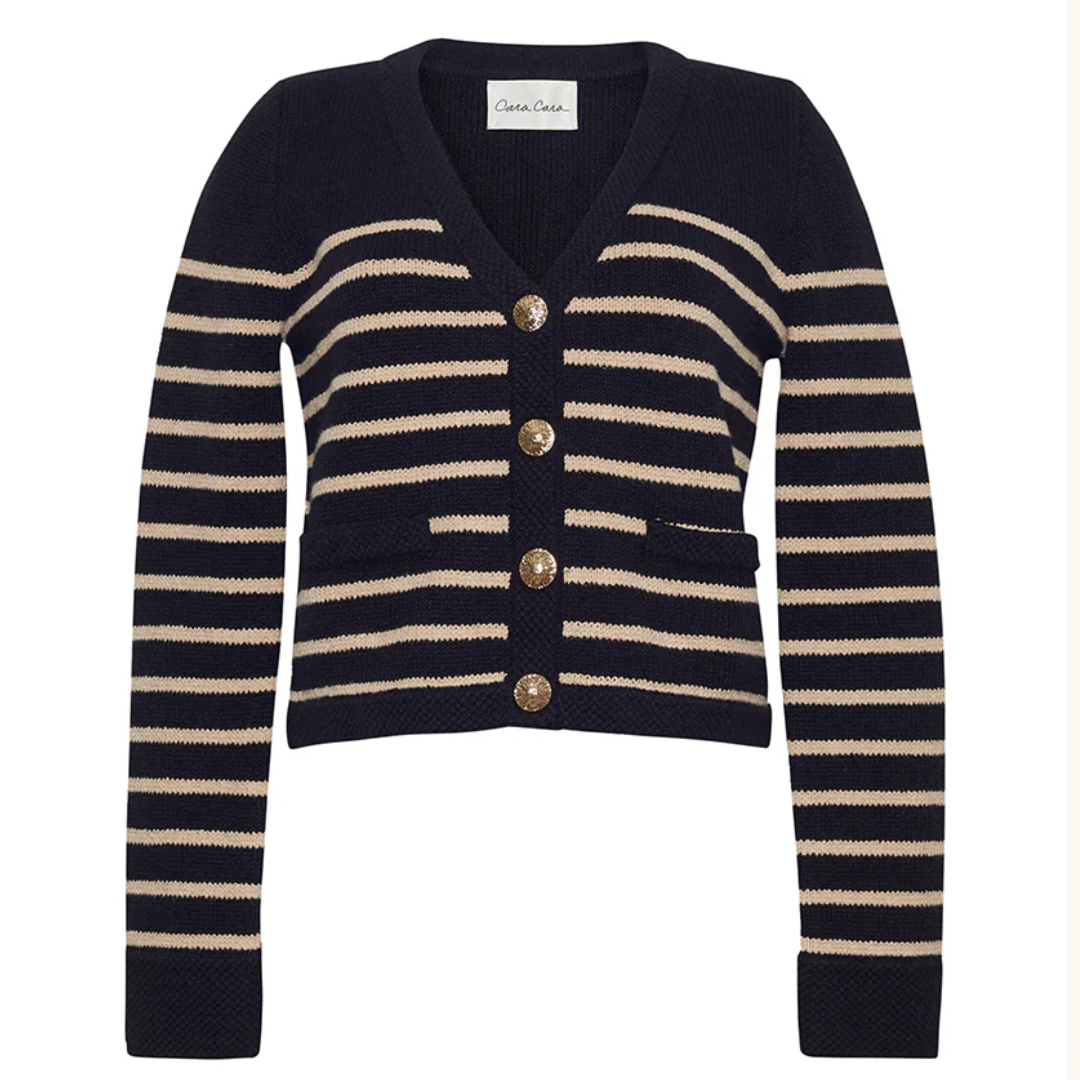 Finnegan Cardigan Brown Ivory Stripe