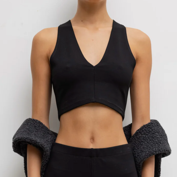 Rio V Crop Tank Black