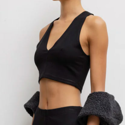 Rio V Crop Tank Black