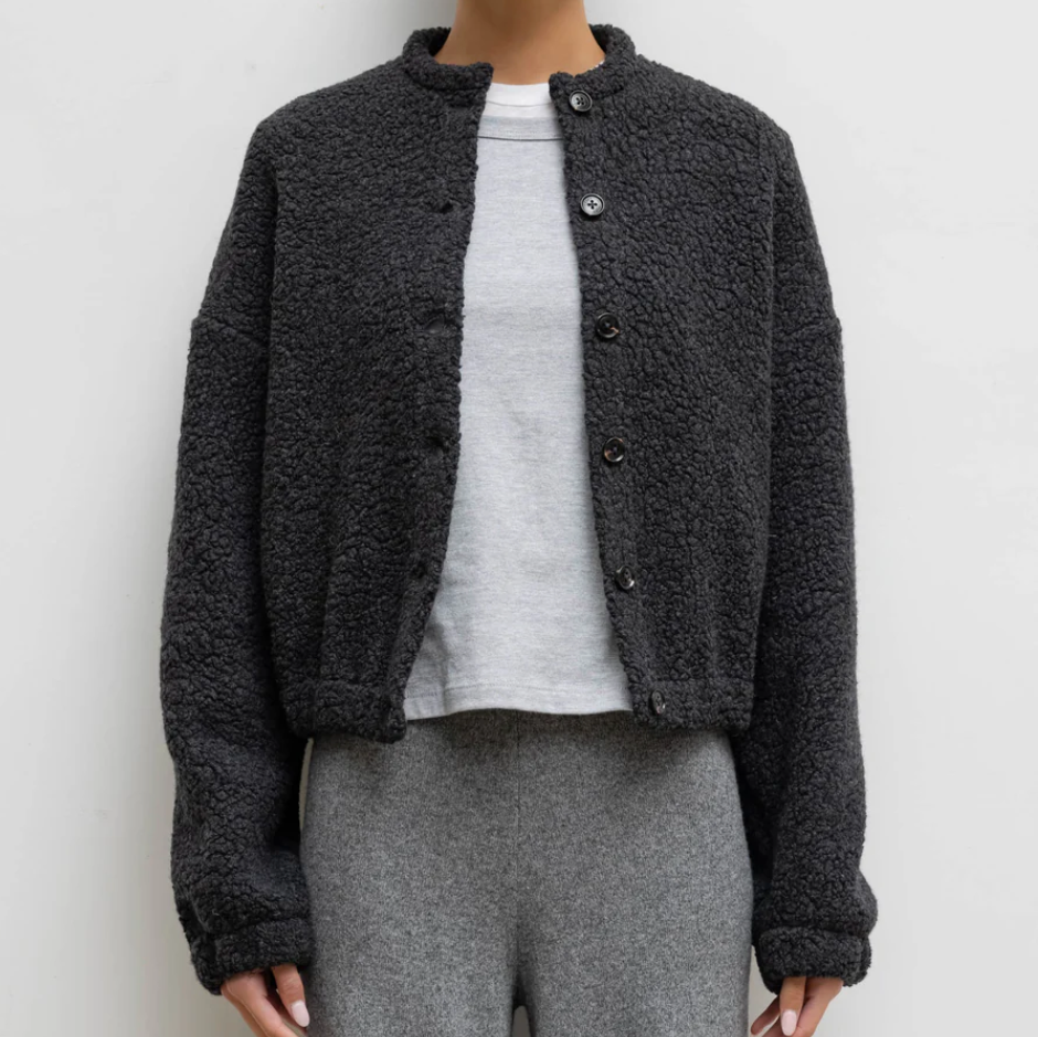 Mica Collarless Blouson Charcoal