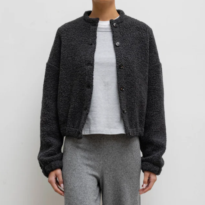 Mica Collarless Blouson Charcoal