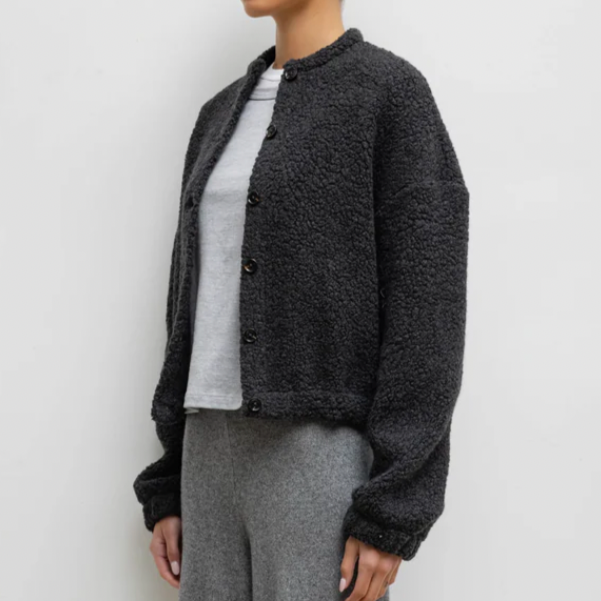 Mica Collarless Blouson Charcoal