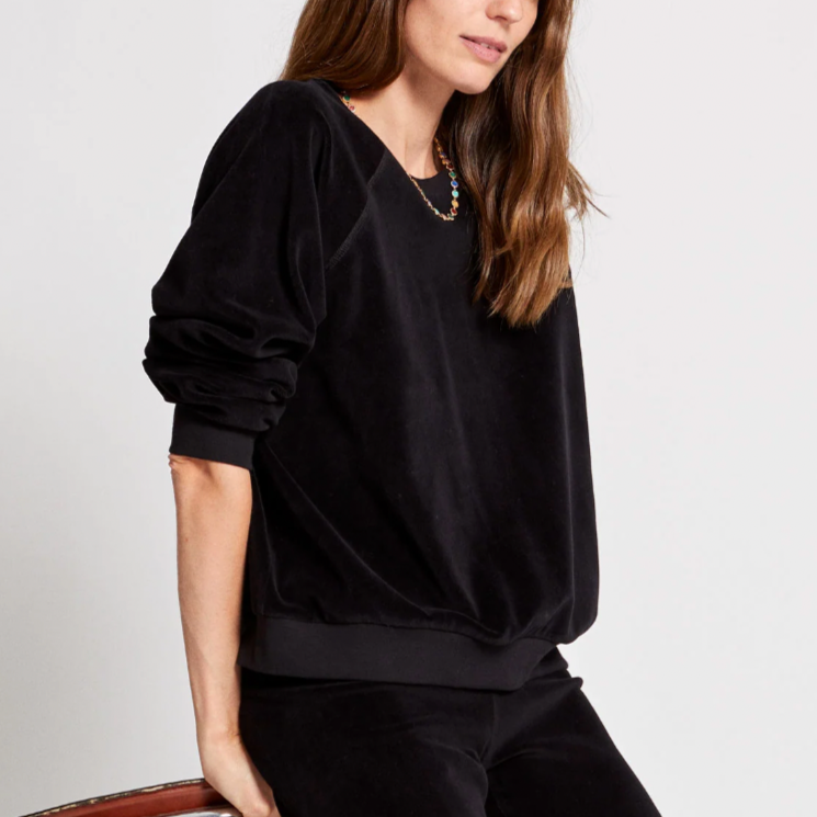 Samos Sweatshirt Velour Black