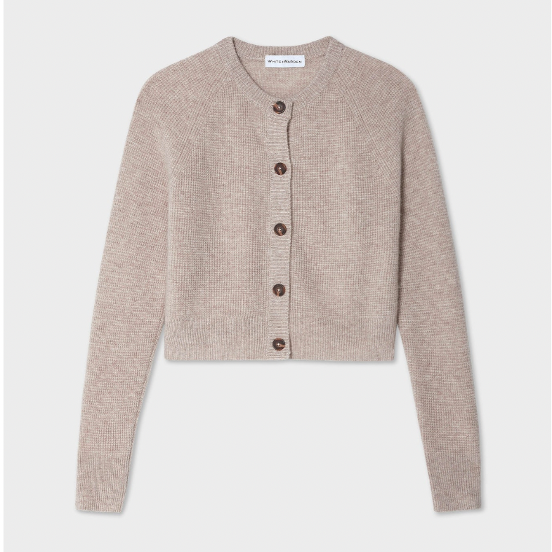 Cashmere Waffle Cardigan Sand Wisp