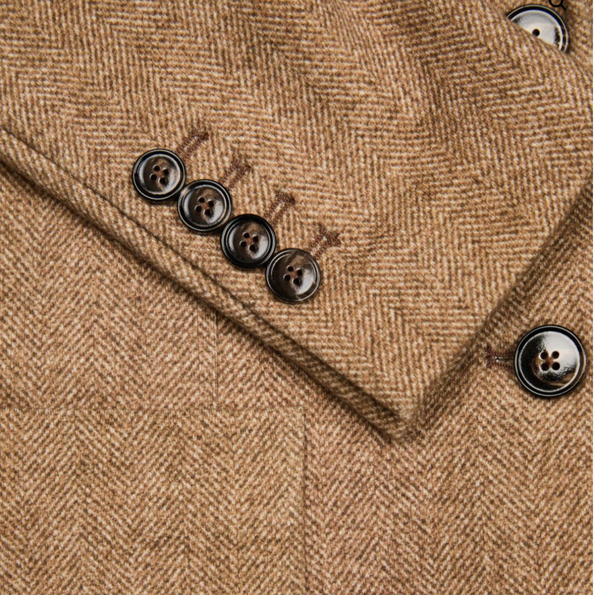 Herringbone Slim Fit Fleece Blazer Camel