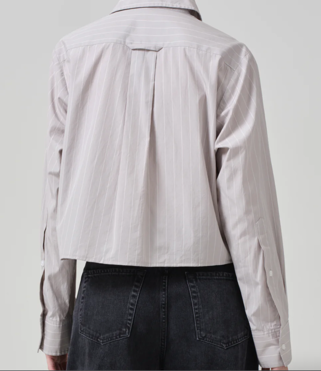 Fino Cropped Shirt Tailor Gry Stripe