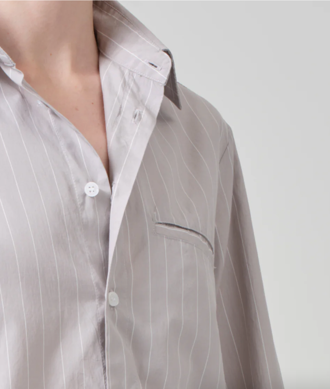 Fino Cropped Shirt Tailor Gry Stripe