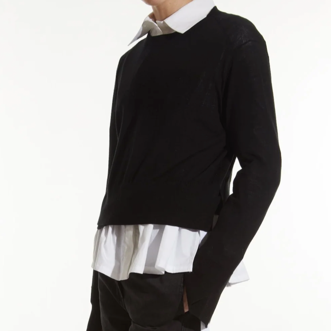 Elodie Layered Crewneck Black