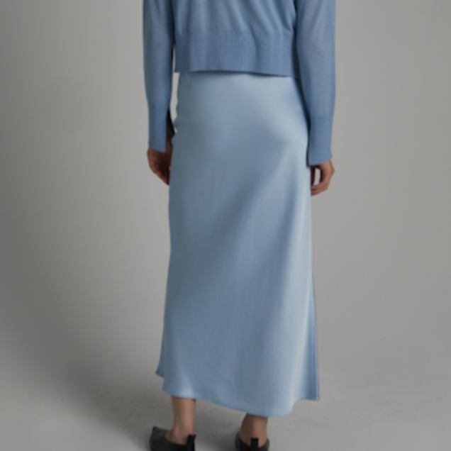 Talia Charmeuse Maxi Skirt Ice Blue