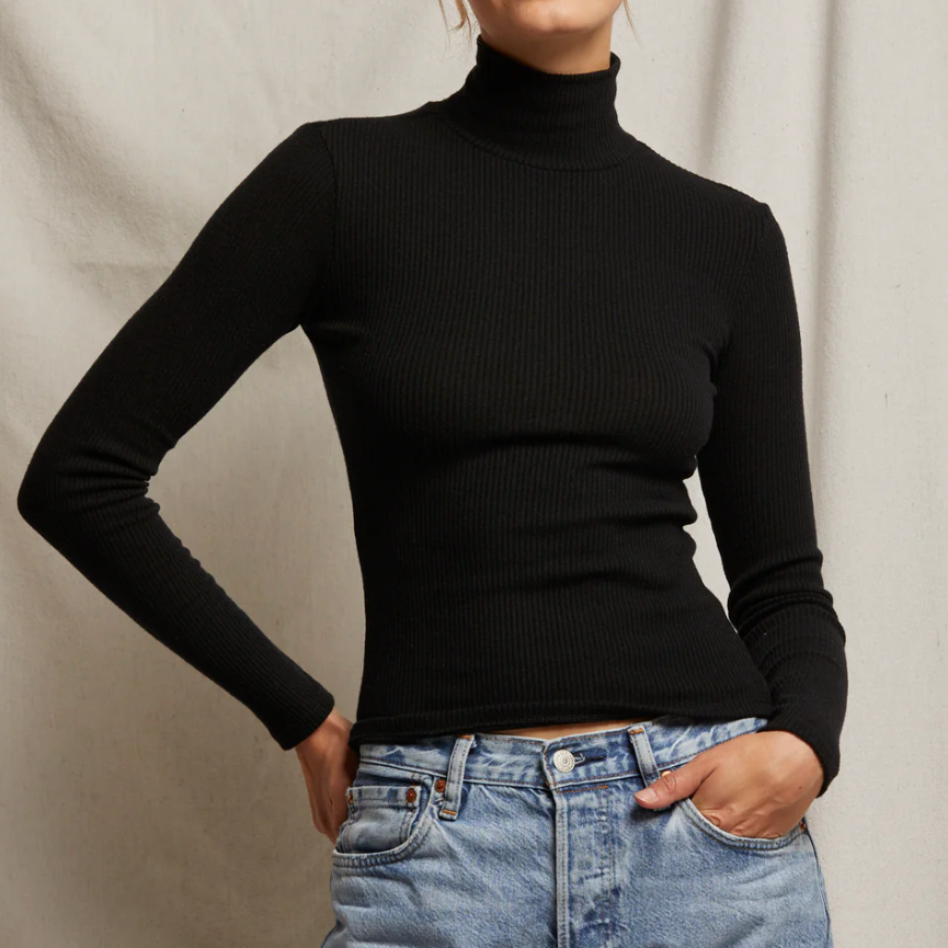 Noelle Rib Turtleneck True Black