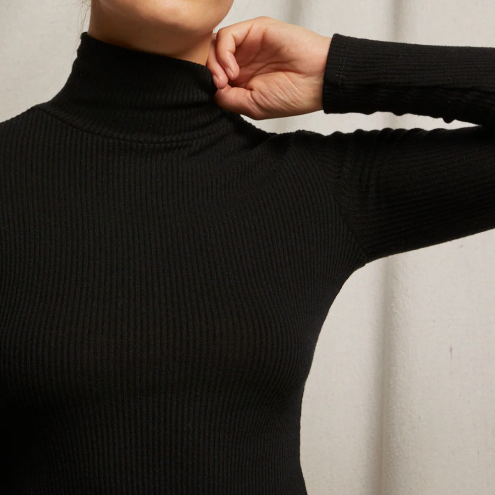 Noelle Rib Turtleneck True Black