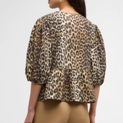 Printed Peplum Blouse Leopard