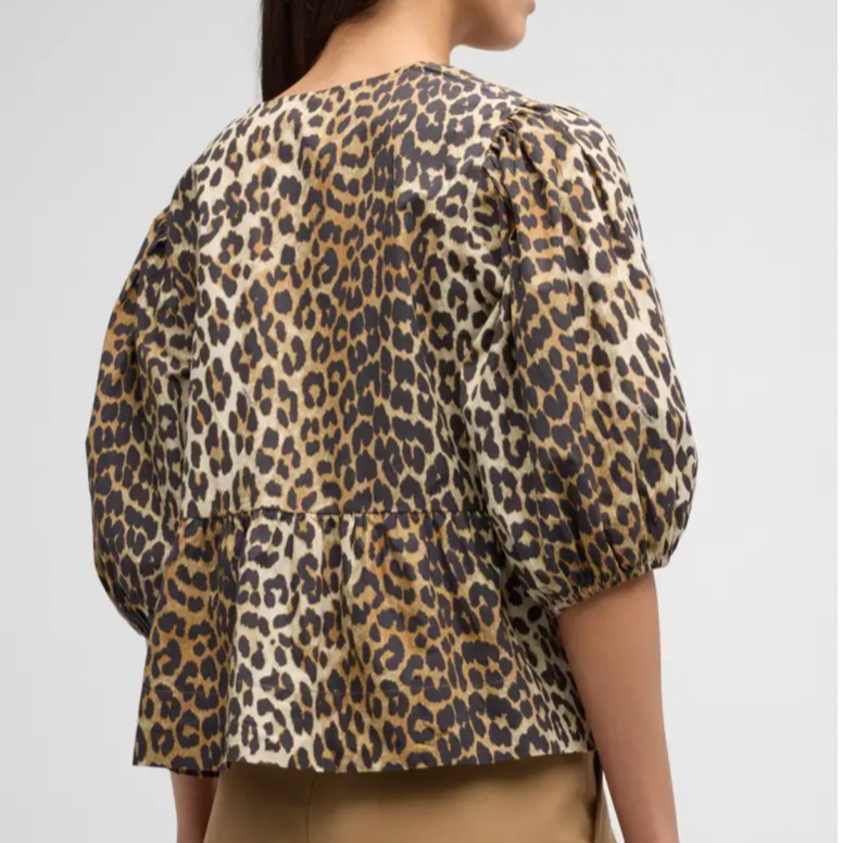 Printed Peplum Blouse Leopard