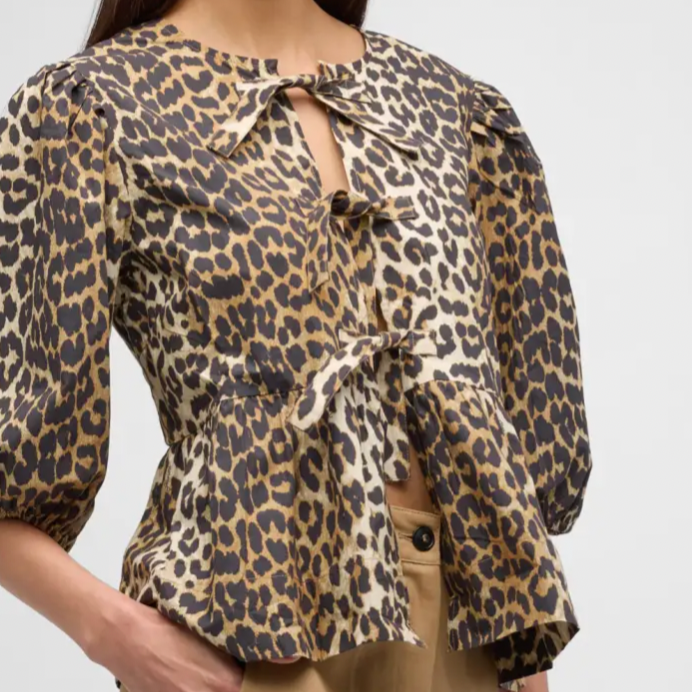 Printed Peplum Blouse Leopard