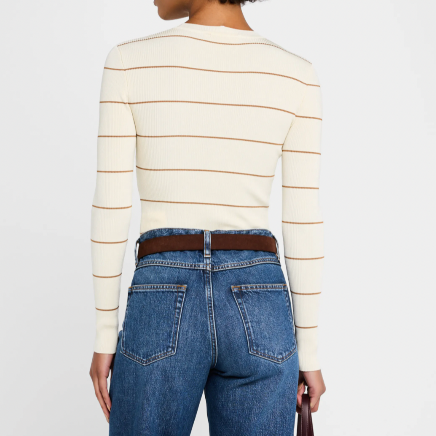 Striped Rib Crew Camel