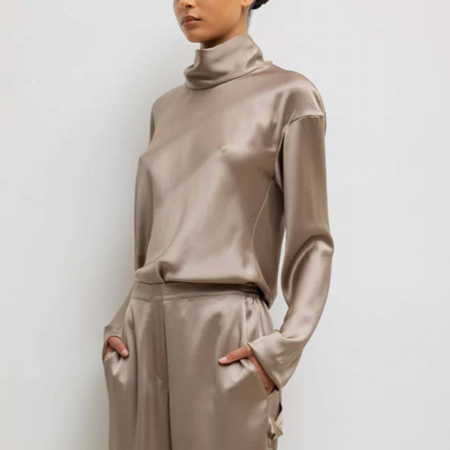 Barb Long Sleeve Cowl Liquid Bronze